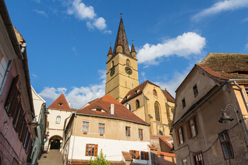 Wall Mural - A view of the historic Lutheran Cathedral of St. Mary in the city of Sibiu. Transylvania. Romania