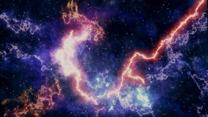 Wall Mural - 4k video Space Nebula Loop background moving stars space background nebula. clouds star field outer space. Bursting Galaxy, Electric Space light. Titles, Intro, Logo Reveal, Effect, Style and Scene.