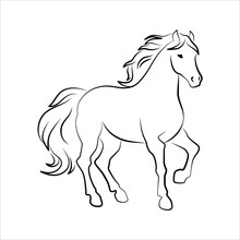 Horse Line Art Logo Icon Design. Simple Modern Minimalist Animal Logo Icon Illustration Vector.