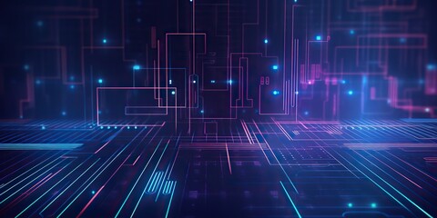 Wall Mural - ai generated. ai generative. bluew data network science pragramming future cyber background pattern 
