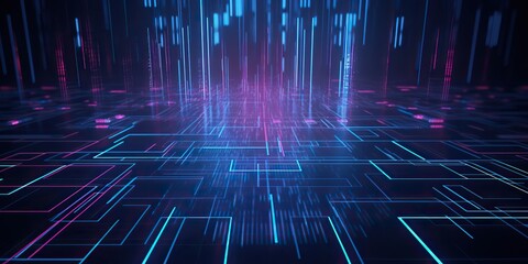 Wall Mural - ai generated. ai generative. bluew data network science pragramming future cyber background pattern 