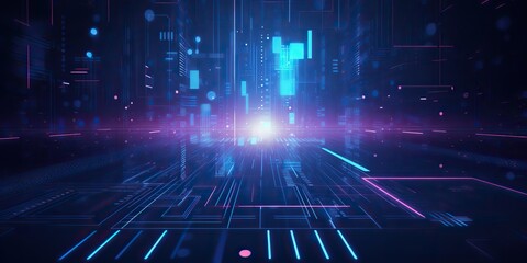 Wall Mural - ai generated. ai generative. bluew data network science pragramming future cyber background pattern 