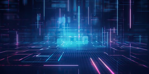 Wall Mural - ai generated. ai generative. bluew data network science pragramming future cyber background pattern 