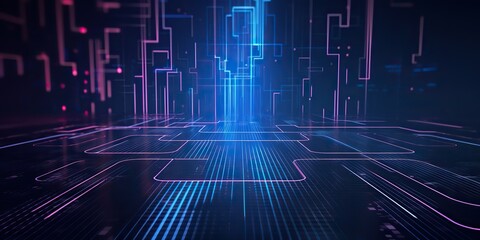 Wall Mural - ai generated. ai generative. bluew data network science pragramming future cyber background pattern 