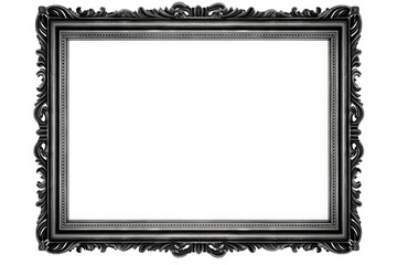 Abstract art empty black modern wooden frame on blank white background isolated. Classic vintage design