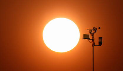 Wall Mural - weather station automatic measurement of weather parameters with sun