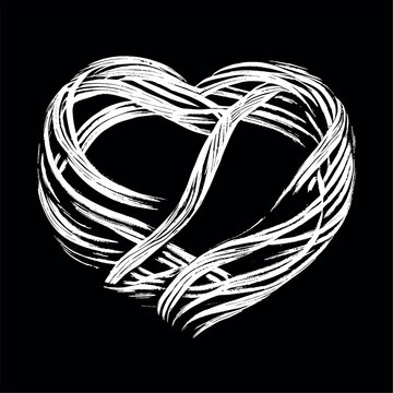 knitted black and white vector heart