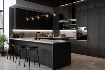 Wall Mural - Modern kitchen luxury. Generate Ai