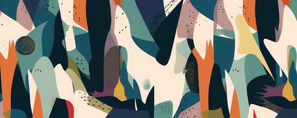 Modern abstract artistic pattern. Creative collage seamless pattern. Fashionable template for design, Generative AI