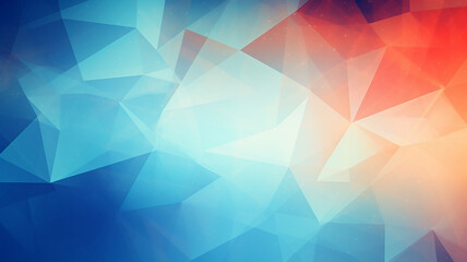 Wall Mural - polygonal blue light and red gradient background abstract triangles. generative ai