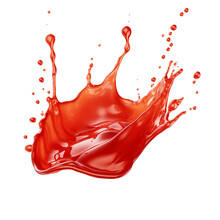 Set Of Red Drops And Splashes Of Ketchup Or Sauce Isolated On White Background. With Clipping Path. Full Depth Of Field. Focus Stacking. PNG. Generative AI