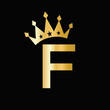 © pixbold - Letter F Luxury Logo With Crown Symbol. Crown Logotype Template