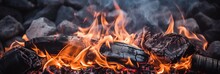 Close Up Of Burning Coals From A Fire. Generative AI