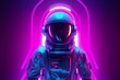 Leinwandbild Motiv Astronaut retro neon. Generate Ai
