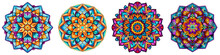 Intricate Colorful And Round Mandala With Triangles Figures For Coloring Book (AI)