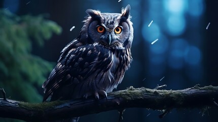 Sticker - an owl on a branch