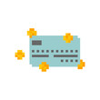 Credit card icon pixel art isolated. Finance symbol pixelated. 8 bit Sign for banking application