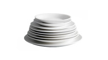 White Plates Stacked In Layer