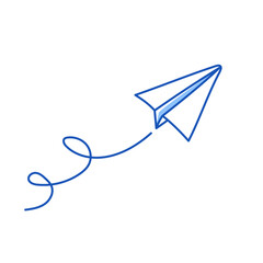 Wall Mural - Paper airplane vector icon. Doodle outline style blue color paper airplane. Simple origami aircraft element. Drawing doodle vector illustration.