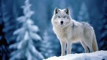 A White Wolf In The Snow