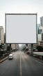 © New Robot - Blank billboard frame nestled amidst a bustling urban landscape, open canvas for creativity