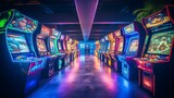 Fototapeta Zwierzęta - a room with many arcade games