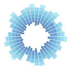Wall Mural - radial burst lines. design segmented element. radial blue concentric particles isolated on white bac