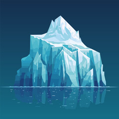 Iceberg drifting in the ocean. Vector illustration