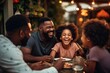 african american family out together eating having fun and laughing, generative ai
