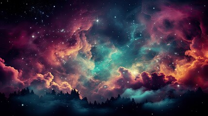 colorful space galaxy cloud nebula background, generative ai