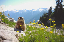 Majestic Marmot Surveying Alpine Domain