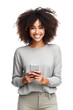 © Lucas - woman using cell phone isolated on white