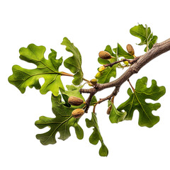 Wall Mural - Side view of Oak branch - Oak leaves are large lobed