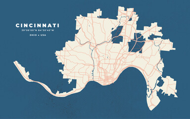 Sticker - Cincinnati map vector poster flyer