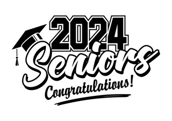 2024 class graduate. the concept of decorate congratulation for school graduates. design for t-shirt