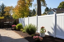 White Plastic Fence Backyard Protection. AI