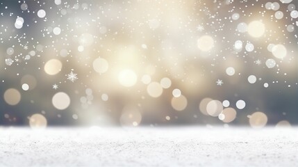 Wall Mural - Winter Christmas Snow Fall Bokeh Lights Snowflakes Pastel Colour Background