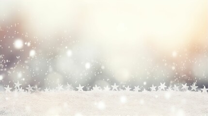 Wall Mural - Winter Christmas Snow Fall Bokeh Lights Snowflakes Pastel Colour Background
