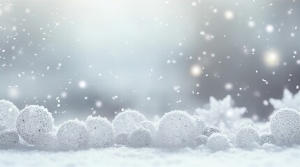 Wall Mural - Winter Christmas Snow Fall Bokeh Lights Snowflakes Pastel Colour Background