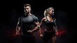 © Savinus - Athletic man and woman on black background wearing in the sportswear, fitness and sport motivation.