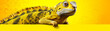 Leinwandbild Motiv Banner with yellow chameleon on isolated background. Copy space. Generative AI