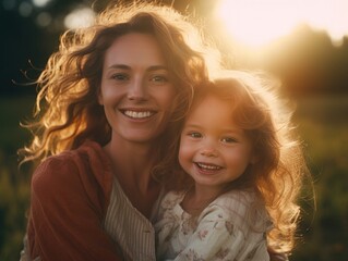 Happy Mother's Day. Mather and daughter smiling happily. Generative AI