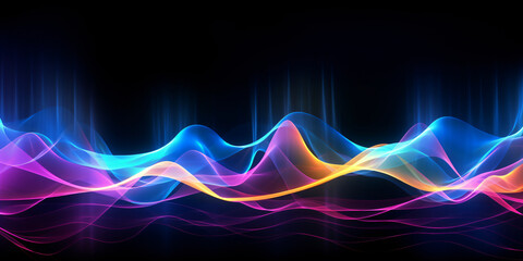 Wall Mural - abstract futuristic background with rainbow  glowing neon moving high speed wave lines and bokeh lights wallpaper - created with AI 