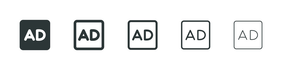 Aufkleber - ad icon button. advertising icon - advertisement badge icon. vector web mobile app ui icons set