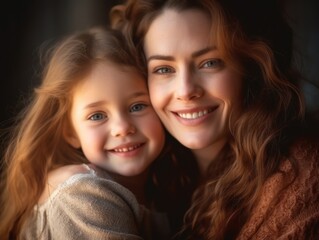 Happy Mother's Day. Mather and daughter smiling happily. Generative AI