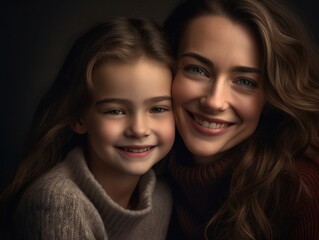 Happy Mother's Day. Mather and daughter smiling happily. Generative AI