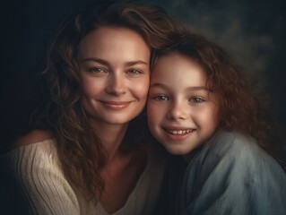 Happy Mother's Day. Mather and daughter smiling happily. Generative AI