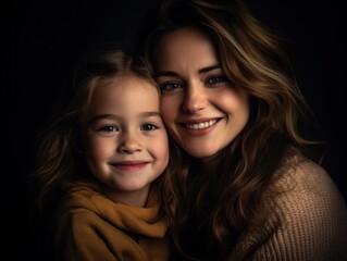 Happy Mother's Day. Mather and daughter smiling happily. Generative AI