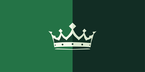 Poster - Crown and green background. Vector crown, flat design.