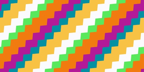 Leinwandbilder - Diagonal ladder. Vector seamless zigzag pattern that is seamless and colorful. For seamless use, print and wallpaper design, surfaces.